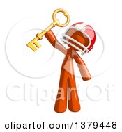 Clipart Of An Orange Man Football Player Holding A Key Royalty Free Illustration