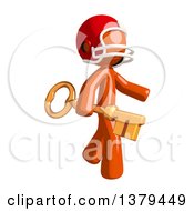 Clipart Of An Orange Man Football Player Holding A Key Royalty Free Illustration
