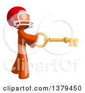 Poster, Art Print Of Orange Man Football Player Holding A Key