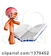 Clipart Of An Orange Man Football Player Reading A Book Royalty Free Illustration