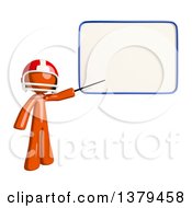 Poster, Art Print Of Orange Man Football Player Pointing To A White Board