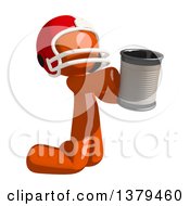 Clipart Of An Orange Man Football Player Begging With A Can Royalty Free Illustration