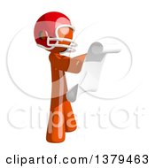 Poster, Art Print Of Orange Man Football Player Reading A Scroll