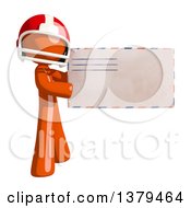 Clipart Of An Orange Man Football Player Holding An Envelope Royalty Free Illustration by Leo Blanchette