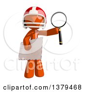 Poster, Art Print Of Orange Man Football Player Holding An Envelope And Magnifying Glass