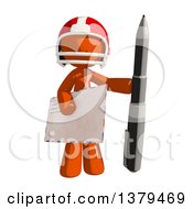 Poster, Art Print Of Orange Man Football Player Holding An Envelope And Pen