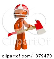 Poster, Art Print Of Orange Man Football Player Holding An Axe