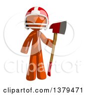 Poster, Art Print Of Orange Man Football Player Holding An Axe