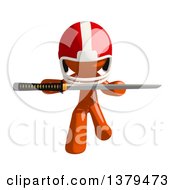 Poster, Art Print Of Orange Man Football Player Holding A Katana Sword