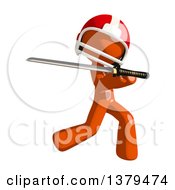 Poster, Art Print Of Orange Man Football Player Holding A Katana Sword