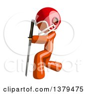 Clipart Of An Orange Man Football Player Holding A Katana Sword Royalty Free Illustration