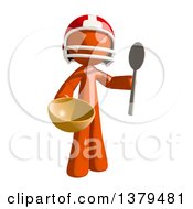 Poster, Art Print Of Orange Man Football Player Holding A Bowl And Spoon