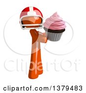 Clipart Of An Orange Man Football Player With A Cupcake Royalty Free Illustration by Leo Blanchette