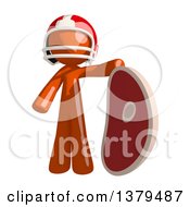 Poster, Art Print Of Orange Man Football Player With A Beef Steak