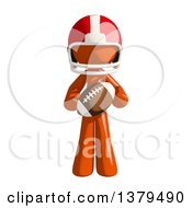 Poster, Art Print Of Orange Man Football Player Holding A Ball