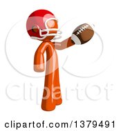 Poster, Art Print Of Orange Man Football Player Holding A Ball