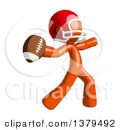 Poster, Art Print Of Orange Man Football Player Throwing A Ball