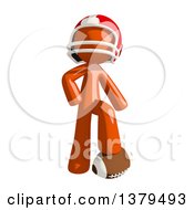 Poster, Art Print Of Orange Man Football Player Resting A Foot On A Ball