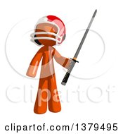 Poster, Art Print Of Orange Man Football Player Holding A Katana Sword