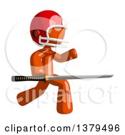 Poster, Art Print Of Orange Man Football Player Holding A Katana Sword