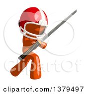 Poster, Art Print Of Orange Man Football Player Holding A Katana Sword