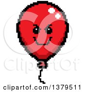Grinning Evil Party Balloon Character In 8 Bit Style