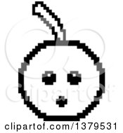 Clipart Of A Black And White Surprised Cherry Character In 8 Bit Style Royalty Free Vector Illustration