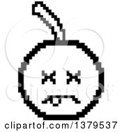 Clipart Of A Black And White Dead Cherry Character In 8 Bit Style Royalty Free Vector Illustration