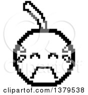 Clipart Of A Black And White Crying Cherry Character In 8 Bit Style Royalty Free Vector Illustration by Cory Thoman
