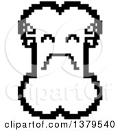Clipart Of A Black And White Crying Bone Character In 8 Bit Style Royalty Free Vector Illustration
