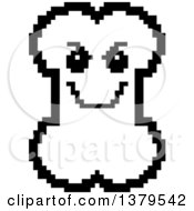 Clipart Of A Black And White Grinning Evil Bone Character In 8 Bit Style Royalty Free Vector Illustration