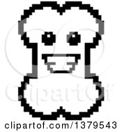 Clipart Of A Black And White Happy Bone Character In 8 Bit Style Royalty Free Vector Illustration