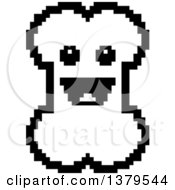 Clipart Of A Black And White Happy Bone Character In 8 Bit Style Royalty Free Vector Illustration