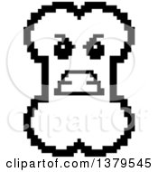 Clipart Of A Black And White Mad Bone Character In 8 Bit Style Royalty Free Vector Illustration