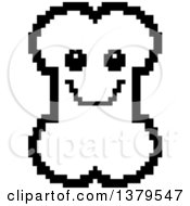 Poster, Art Print Of Black And White Happy Bone Character In 8 Bit Style