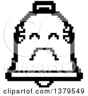Clipart Of A Black And White Crying Bell Character In 8 Bit Style Royalty Free Vector Illustration