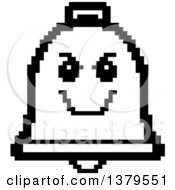 Poster, Art Print Of Black And White Grinning Evil Bell Character In 8 Bit Style