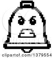 Clipart Of A Black And White Mad Bell Character In 8 Bit Style Royalty Free Vector Illustration