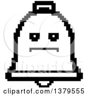 Clipart Of A Black And White Serious Bell Character In 8 Bit Style Royalty Free Vector Illustration