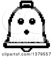 Clipart Of A Black And White Serious Bell Character In 8 Bit Style Royalty Free Vector Illustration
