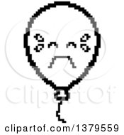 Poster, Art Print Of Black And White Crying Party Balloon Character In 8 Bit Style