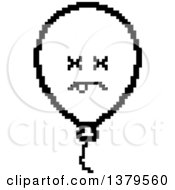 Clipart Of A Black And White Dead Party Balloon Character In 8 Bit Style Royalty Free Vector Illustration