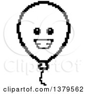 Poster, Art Print Of Black And White Happy Party Balloon Character In 8 Bit Style
