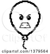 Clipart Of A Black And White Mad Party Balloon Character In 8 Bit Style Royalty Free Vector Illustration