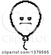 Clipart Of A Black And White Serious Party Balloon Character In 8 Bit Style Royalty Free Vector Illustration