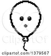Clipart Of A Black And White Surprised Party Balloon Character In 8 Bit Style Royalty Free Vector Illustration