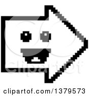 Poster, Art Print Of Black And White Happy Arrow In 8 Bit Style