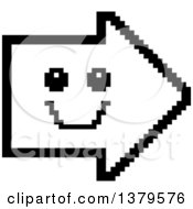 Poster, Art Print Of Black And White Happy Smiling Arrow In 8 Bit Style