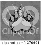 Poster, Art Print Of Grayscale Grizzly Bear Paw Over Text On Slash Marks And Texture