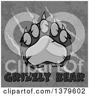 Poster, Art Print Of Grayscale Grizzly Bear Paw Over Text On Slash Marks Text And Texture